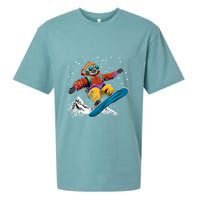 Sloth On A Snowboard Snowboarding Sueded Cloud Jersey T-Shirt