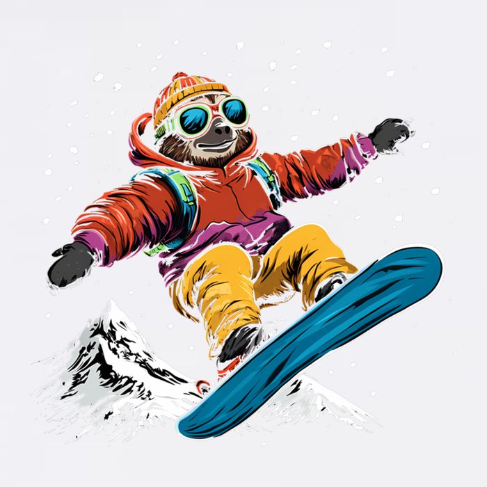 Sloth On A Snowboard Snowboarding Garment-Dyed Sweatshirt