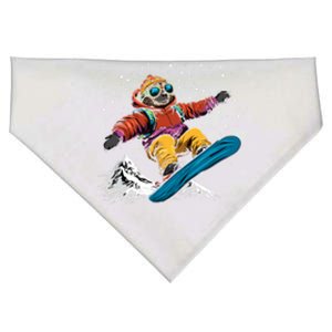 Sloth On A Snowboard Snowboarding USA-Made Doggie Bandana