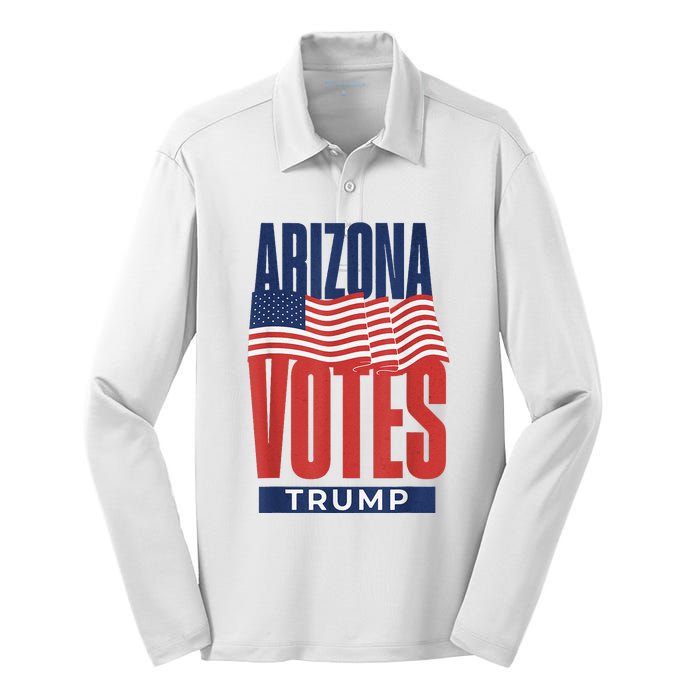 State Of Arizona Is Voting For Trump Us Election Silk Touch Performance Long Sleeve Polo