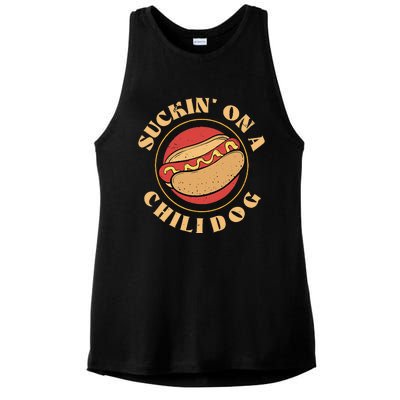 Suckin On A Chili Dog Funny Foodie Hotdog Lover Ladies PosiCharge Tri-Blend Wicking Tank