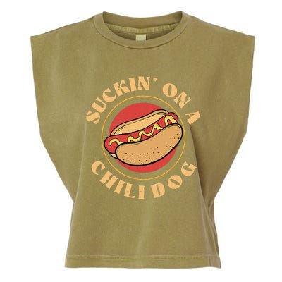 Suckin On A Chili Dog Funny Foodie Hotdog Lover Garment-Dyed Women's Muscle Tee