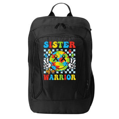 Sister Of A Warrior Autism Awareness Proud Sister Support City Backpack