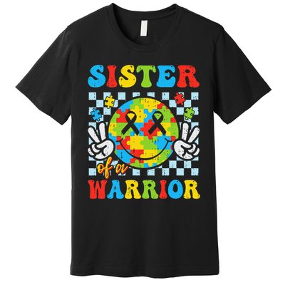 Sister Of A Warrior Autism Awareness Proud Sister Support Premium T-Shirt