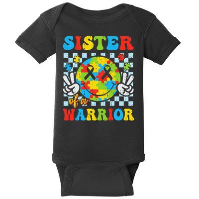 Sister Of A Warrior Autism Awareness Proud Sister Support Baby Bodysuit