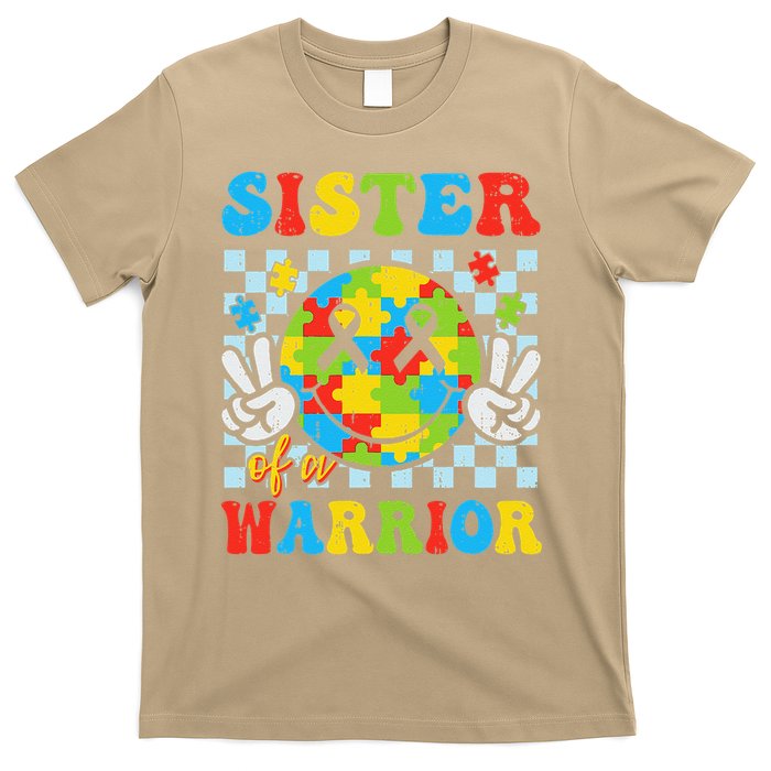 Sister Of A Warrior Autism Awareness Proud Sister Support T-Shirt