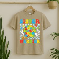 Sister Of A Warrior Autism Awareness Proud Sister Support T-Shirt