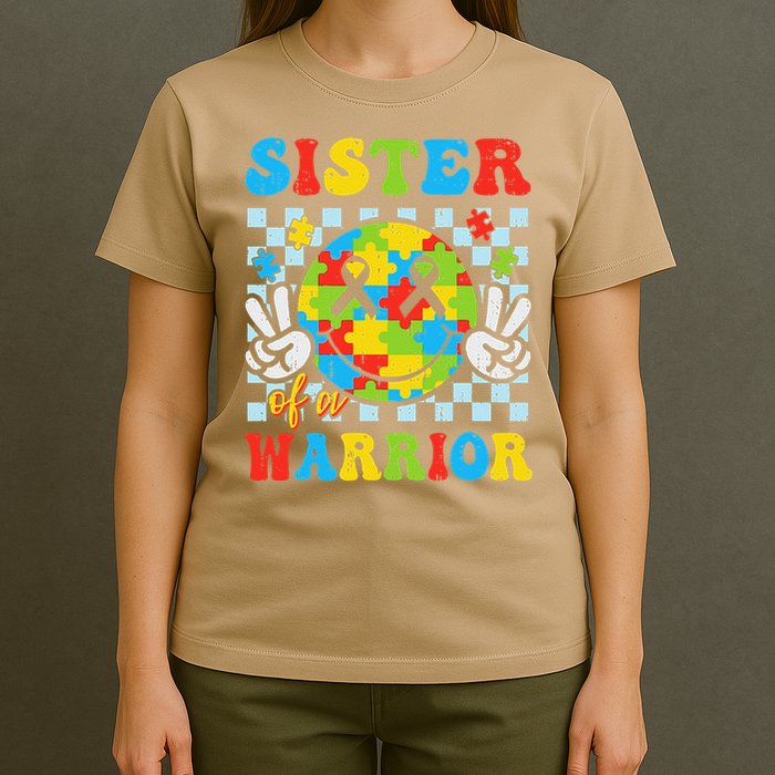 Sister Of A Warrior Autism Awareness Proud Sister Support T-Shirt