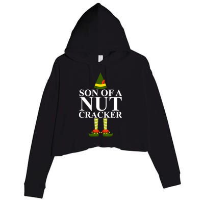 Son Of A Nut Cracker Funny Christmas Crop Fleece Hoodie