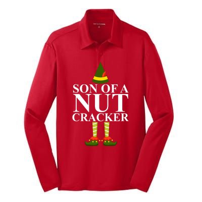 Son Of A Nut Cracker Funny Christmas Silk Touch Performance Long Sleeve Polo