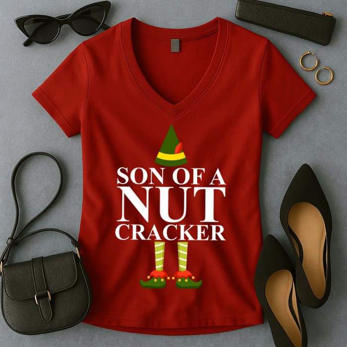 Son Of A Nut Cracker Funny Christmas Women's V-Neck T-Shirt