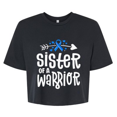 Sister Of A Warrior ALS Family Blue Ribbon Awareness Bella+Canvas Jersey Crop Tee