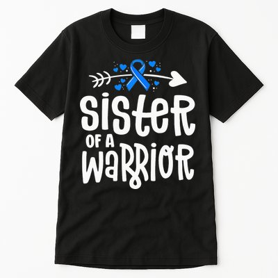Sister Of A Warrior ALS Family Blue Ribbon Awareness Tall T-Shirt