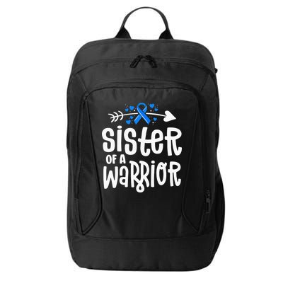 Sister Of A Warrior ALS Family Blue Ribbon Awareness City Backpack