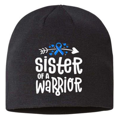 Sister Of A Warrior ALS Family Blue Ribbon Awareness Sustainable Beanie