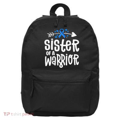 Sister Of A Warrior ALS Family Blue Ribbon Awareness 16 in Basic Backpack