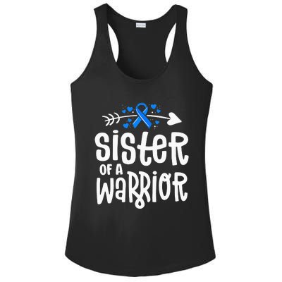 Sister Of A Warrior ALS Family Blue Ribbon Awareness Ladies PosiCharge Competitor Racerback Tank