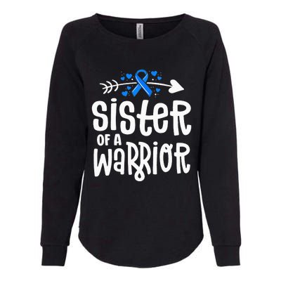 Sister Of A Warrior ALS Family Blue Ribbon Awareness Womens California Wash Sweatshirt