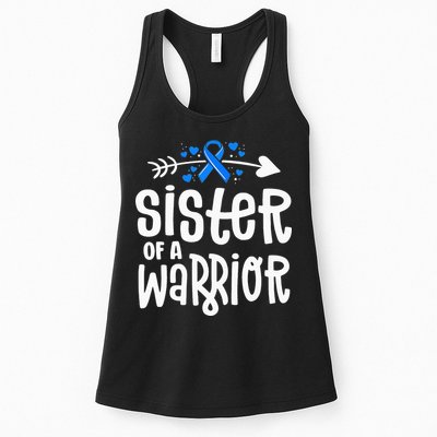 Sister Of A Warrior ALS Family Blue Ribbon Awareness Womens Tank Top