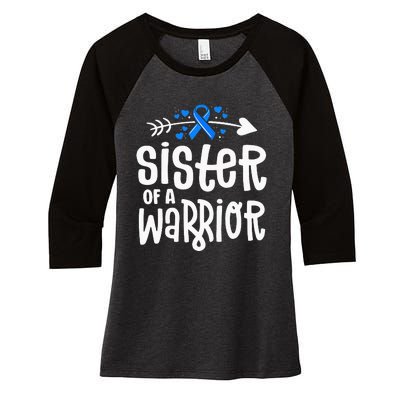 Sister Of A Warrior ALS Family Blue Ribbon Awareness Women's Tri-Blend 3/4-Sleeve Raglan Shirt