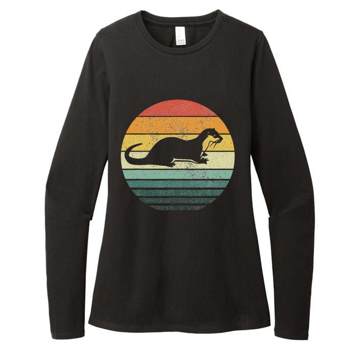 Sea Otter Animal Sunset Retro Vintage 70s Nature Lovers Womens CVC Long Sleeve Shirt