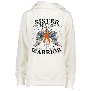 Sister Of A Warrior Leukemia Cancer Awareness Support Squad Cute Gift Womens Funnel Neck Pullover Hood