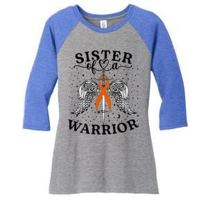 Sister Of A Warrior Leukemia Cancer Awareness Support Squad Cute Gift Women's Tri-Blend 3/4-Sleeve Raglan Shirt