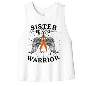 Sister Of A Warrior Leukemia Cancer Awareness Support Squad Cute Gift Women's Racerback Cropped Tank