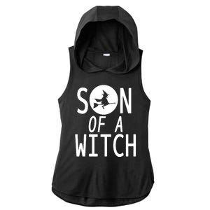 Son Of A Witch Funny Halloween Ladies PosiCharge Tri-Blend Wicking Draft Hoodie Tank