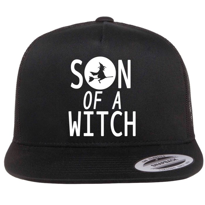 Son Of A Witch Funny Halloween Flat Bill Trucker Hat