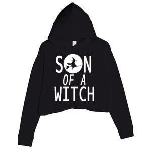 Son Of A Witch Funny Halloween Crop Fleece Hoodie