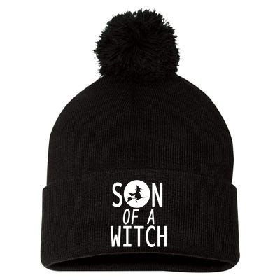 Son Of A Witch Funny Halloween Pom Pom 12in Knit Beanie