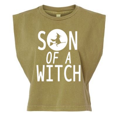 Son Of A Witch Funny Halloween Garment-Dyed Women's Muscle Tee