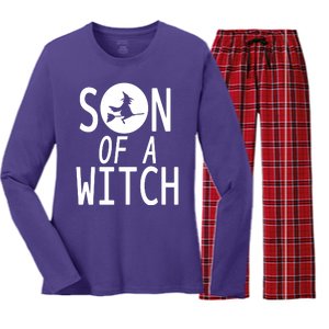 Son Of A Witch Funny Halloween Women's Long Sleeve Flannel Pajama Set 