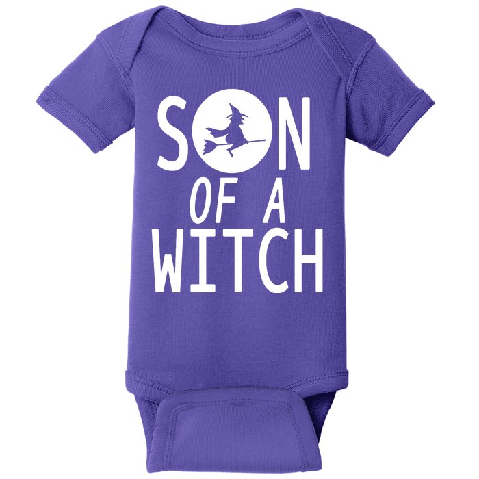 Son Of A Witch Funny Halloween Baby Bodysuit