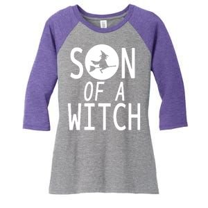 Son Of A Witch Funny Halloween Women's Tri-Blend 3/4-Sleeve Raglan Shirt