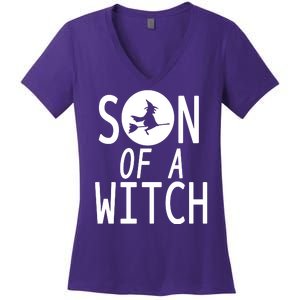 Son Of A Witch Funny Halloween Women's V-Neck T-Shirt