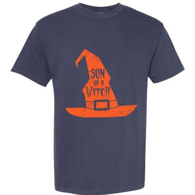 Son Of A Witch Hat Pun Quote Costume Easy Halloween Gifts Garment-Dyed Heavyweight T-Shirt