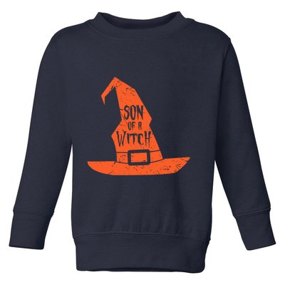 Son Of A Witch Hat Pun Quote Costume Easy Halloween Gifts Toddler Sweatshirt