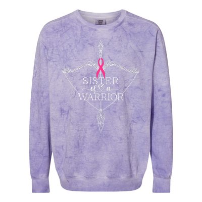 Sister Of A Warrior Breast Cancer Awareness Support Squad Colorblast Crewneck Sweatshirt