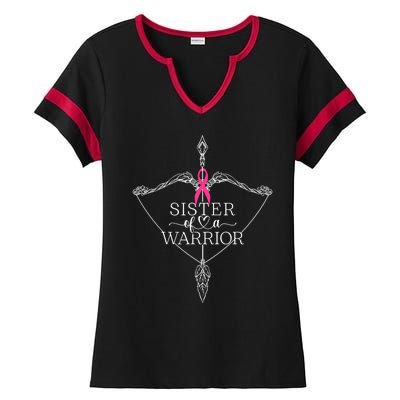 Sister Of A Warrior Breast Cancer Awareness Support Squad Ladies Halftime Notch Neck Tee