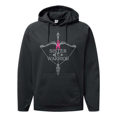 Sister Of A Warrior Breast Cancer Awareness Support Squad Performance Fleece Hoodie