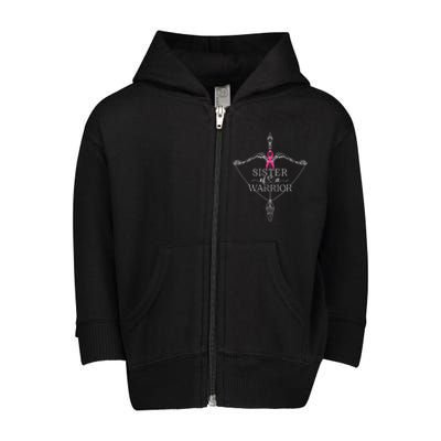 Sister Of A Warrior Breast Cancer Awareness Support Squad Toddler Zip Fleece Hoodie