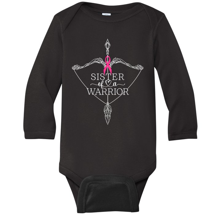 Sister Of A Warrior Breast Cancer Awareness Support Squad Baby Long Sleeve Bodysuit