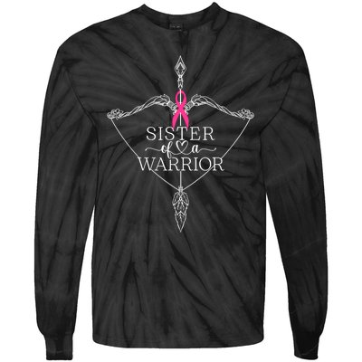 Sister Of A Warrior Breast Cancer Awareness Support Squad Tie-Dye Long Sleeve Shirt