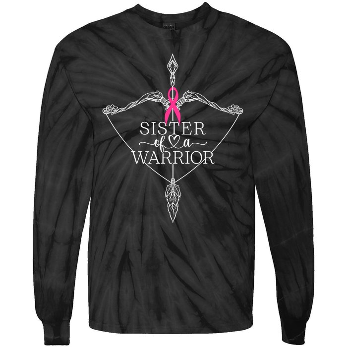 Sister Of A Warrior Breast Cancer Awareness Support Squad Tie-Dye Long Sleeve Shirt