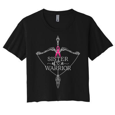 Sister Of A Warrior Breast Cancer Awareness Support Squad Women's Crop Top Tee