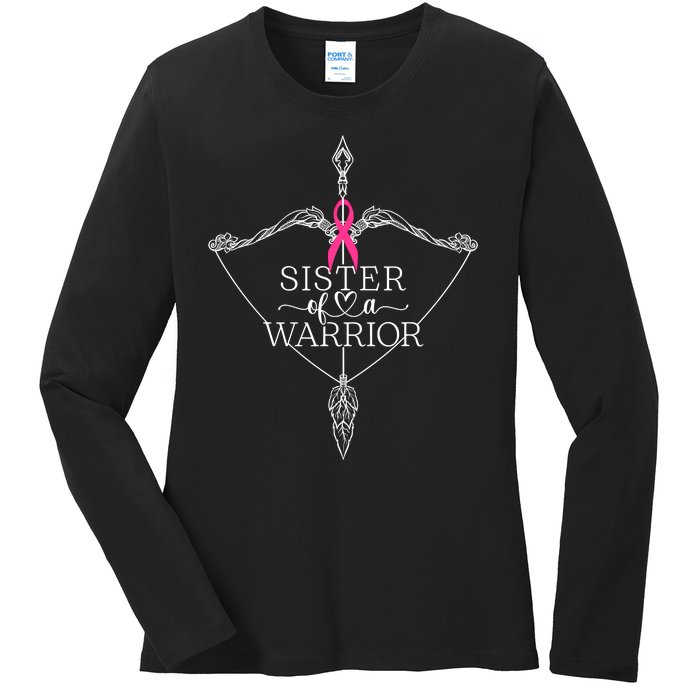 Sister Of A Warrior Breast Cancer Awareness Support Squad Ladies Long Sleeve Shirt