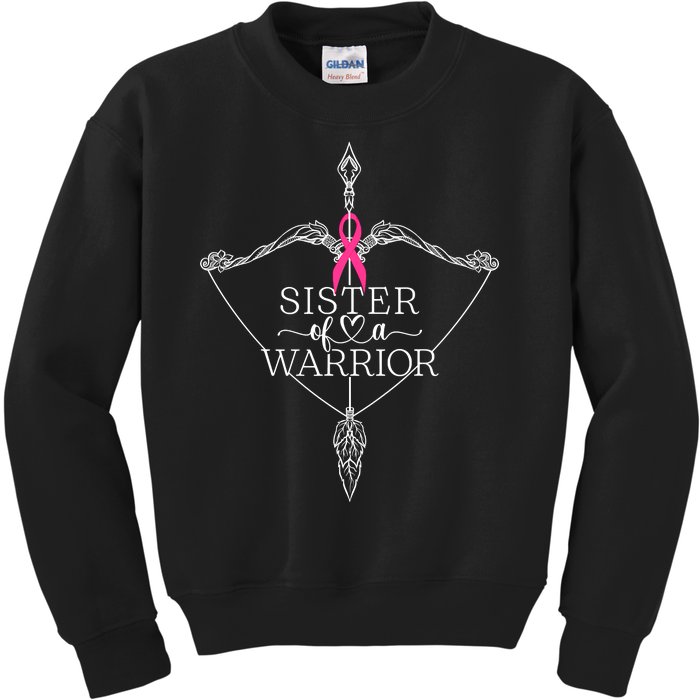 Sister Of A Warrior Breast Cancer Awareness Support Squad Kids Sweatshirt