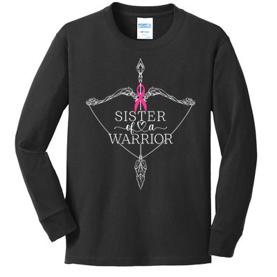 Sister Of A Warrior Breast Cancer Awareness Support Squad Kids Long Sleeve Shirt